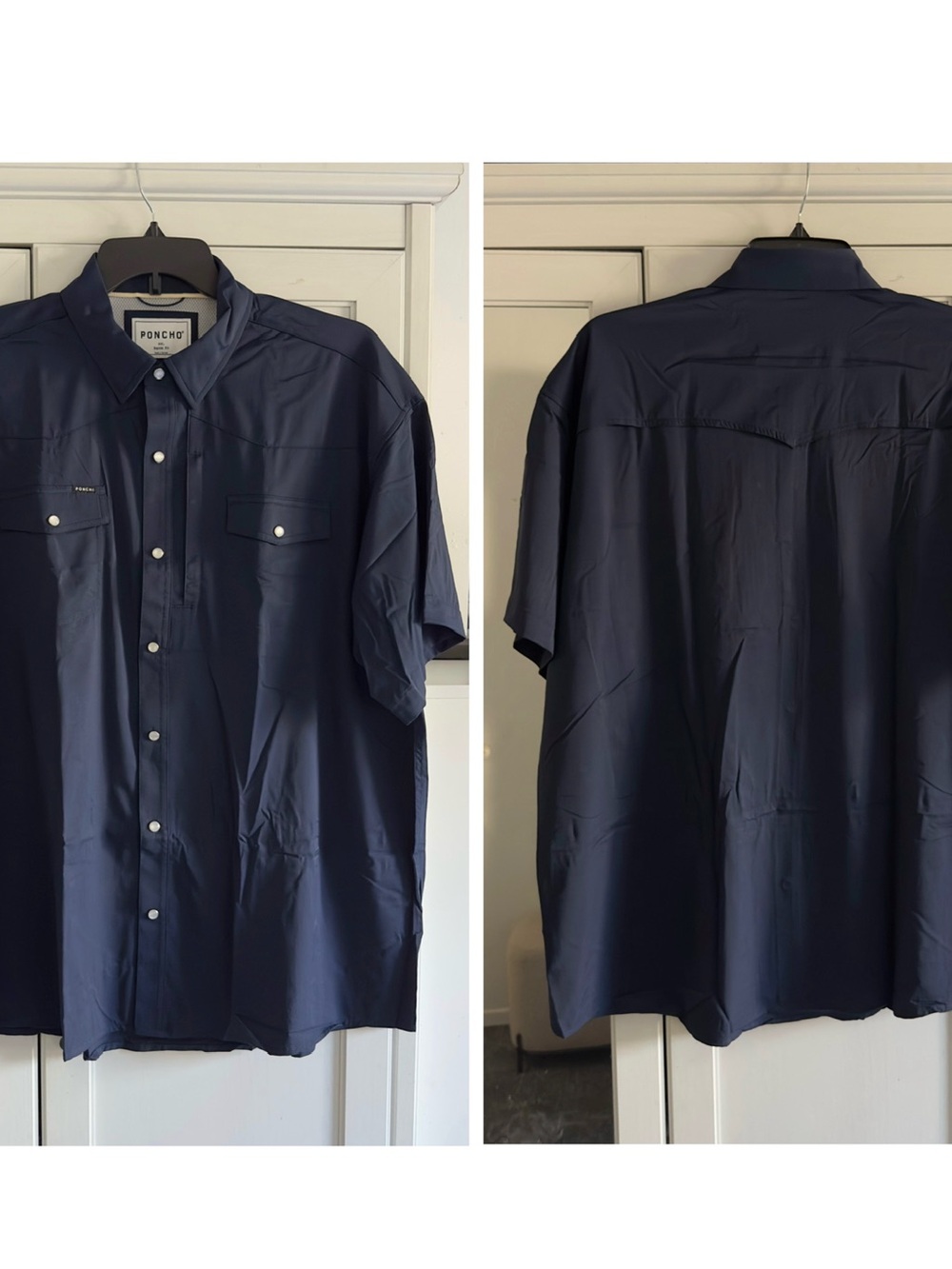 Poncho The Del Mar Short Sleeve Shirt in Navy Men's Size 2XL Regular Fit